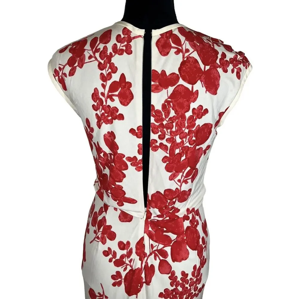 Tory Burch Lydie Flora Print Pencil Slim Dress Romantic Workwear Chic Size XS
